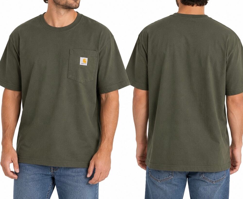 Carhartt K87 Men’s Olive Green Loose Fit Pocket T Shirt 2XL Workwear